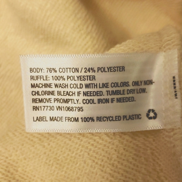 Who What Wear Women's Puff Long Sleeve Ruffle Cream Sweatshirt Size XS - Picture 6 of 7